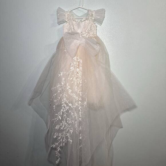 Ellie Dresses Flower Girl 12-24 Lace Tulle Skirt Train Ivory/white NEW $175.00 - Picture 5 of 5